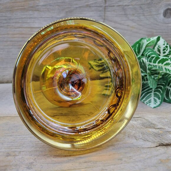 Candy Dish King's Crown Colony Marigold Carnival Glass Iridescent Compote - Picture 5 of 11